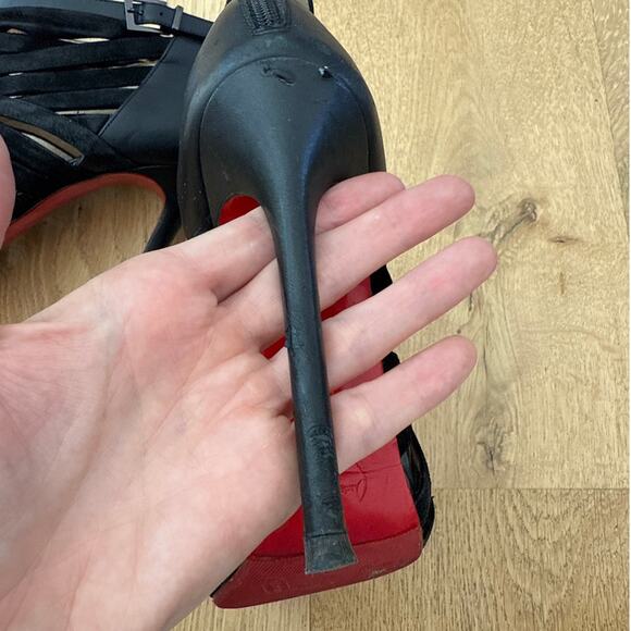 Christian Louboutin Stiletto Pumps Velvet Karina Size 39.5 Black - Picture 7 of 11
